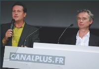 Rodolphe Belmer et Hervé Simonin lors de la présentation du site Canalplus.fr le 3 septembre 2007 à Paris.